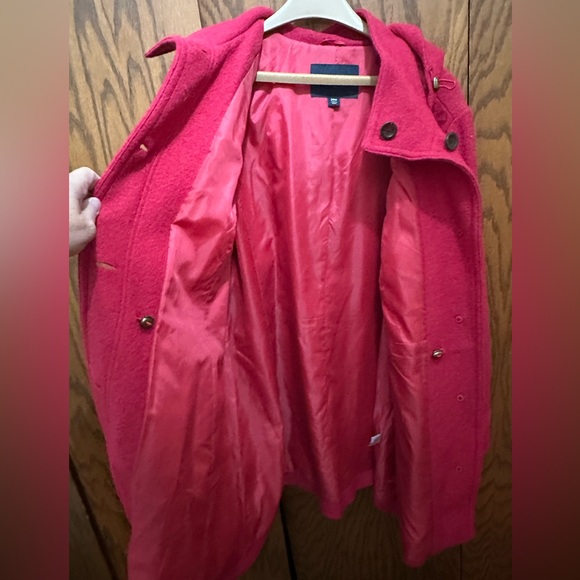 LAND’S END. Classic Beautiful Wool Blend RED COAT with HOOD sz 20W - Picture 8 of 13